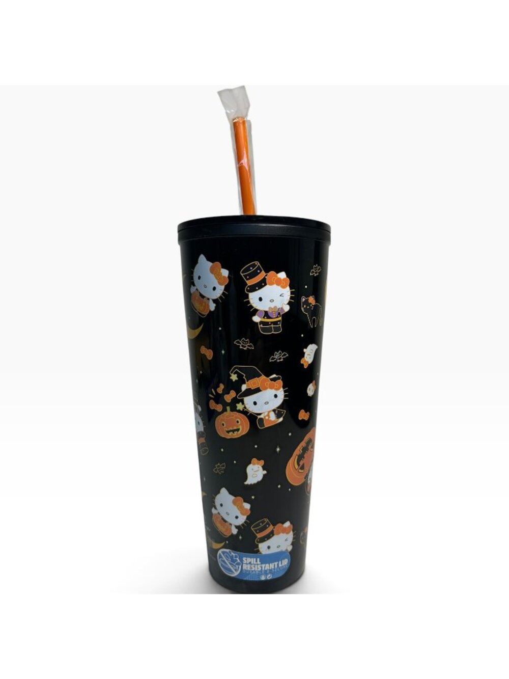 Hello Kitty Halloween-Themed Tumbler With Spill-Resistant Lid & Orange Straw – 9